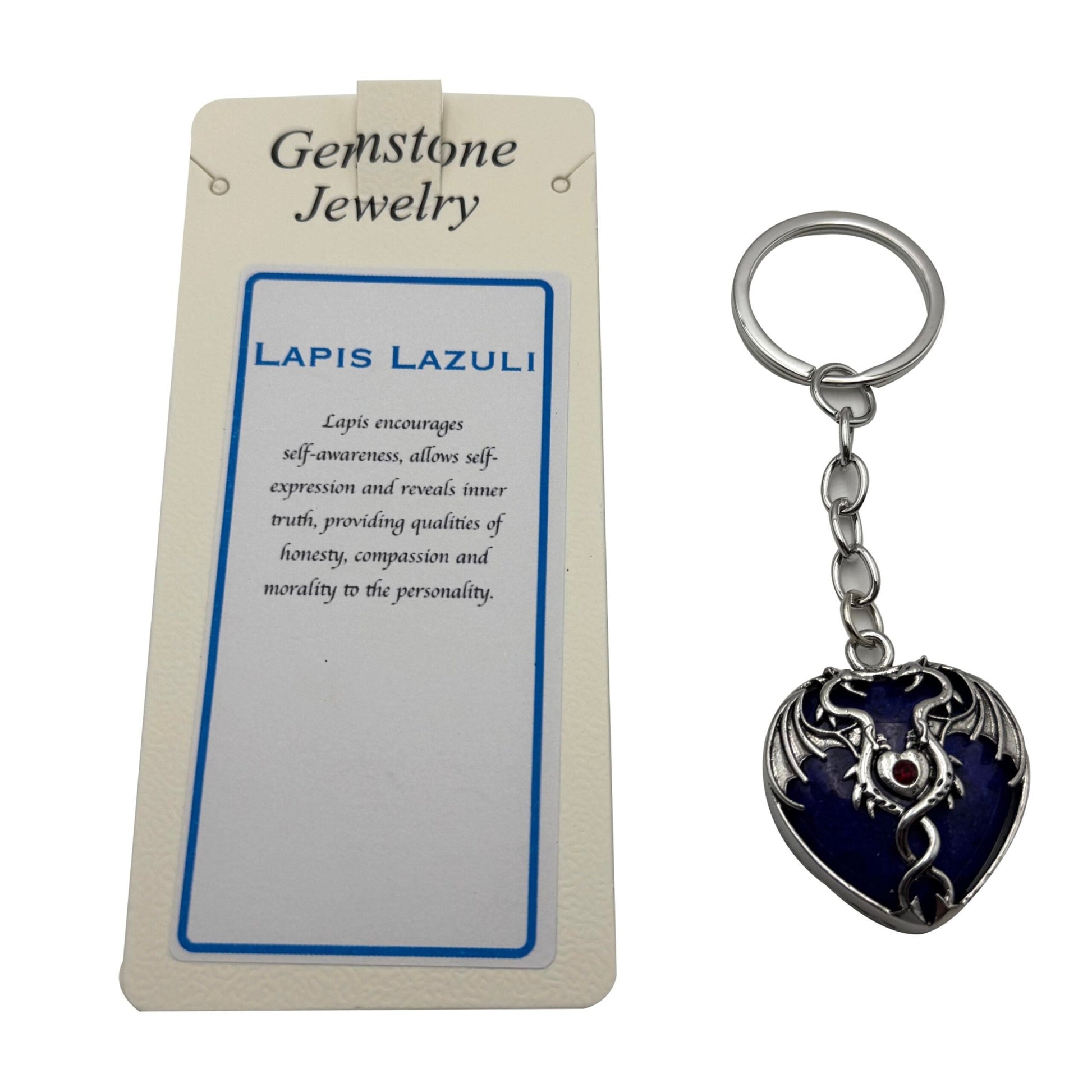 Keyring Mystical Dragon Heart Lapis - MarshallsHealthShop