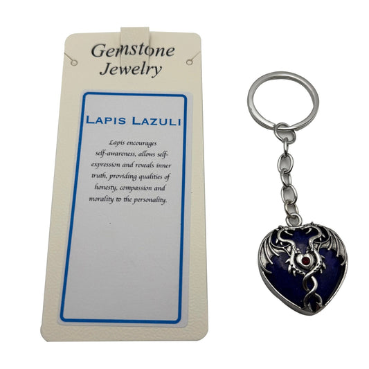 Keyring Mystical Dragon Heart Lapis - MarshallsHealthShop