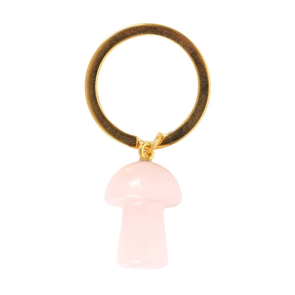 Keyring Rose Quartz Mushroom - MarshallsHealthShop