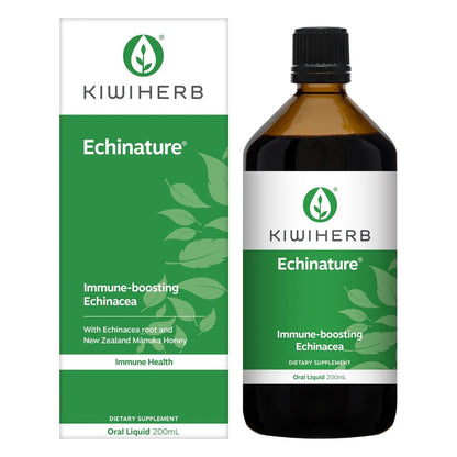 KIWIHERB Echinature

Kiwiherb Echinature is premium New Zealand grown Echinacea Root?with Manuka Honey?providing an immune formula for year-round use. This guaranteed high potency formulation is standardised for Alkylamides, the main active constituent in Echinacea.
1st Stop, Marshall's Health Shop!