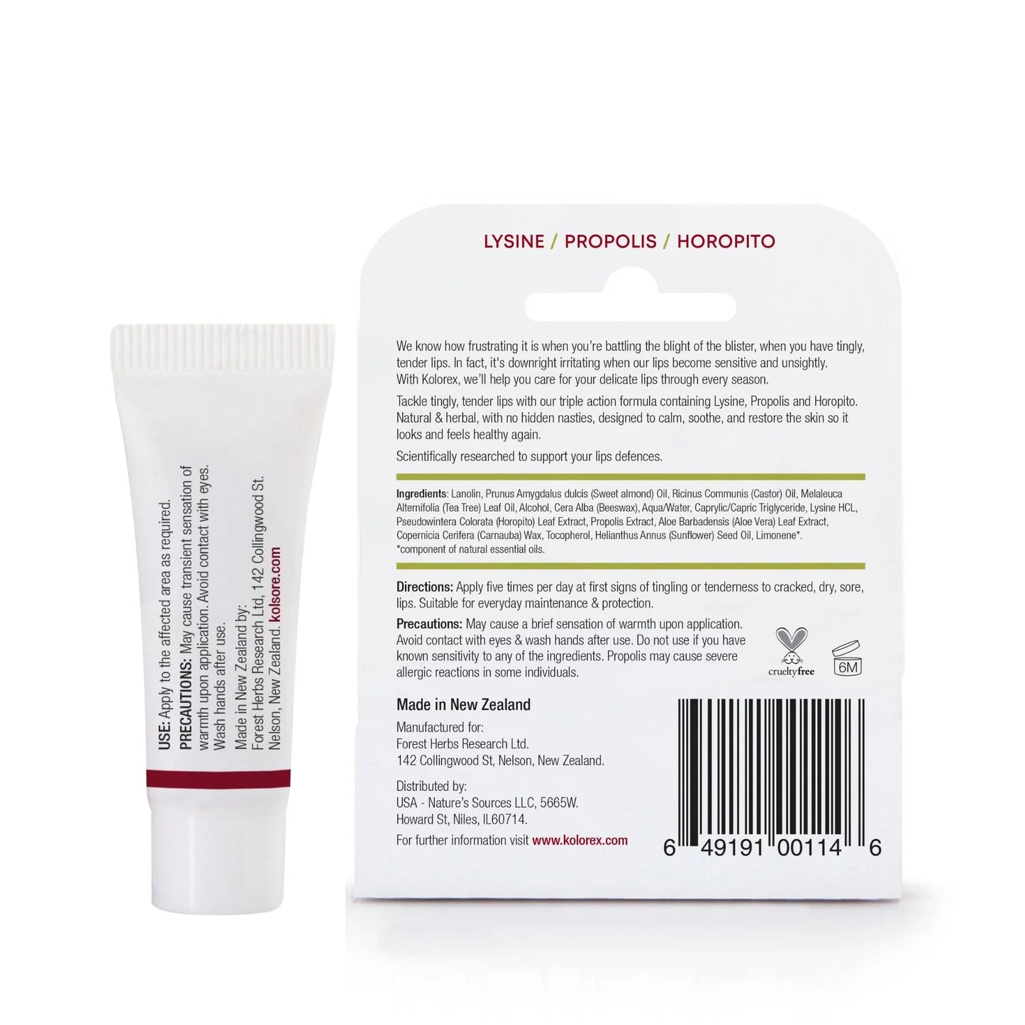 KOLOREX Kolsore Lip Ointment 5g - 1st Stop Marshall's Health Shop, Gift Shop! - Heath and Natural Therapy New Brighton Christchurch - Naturopath