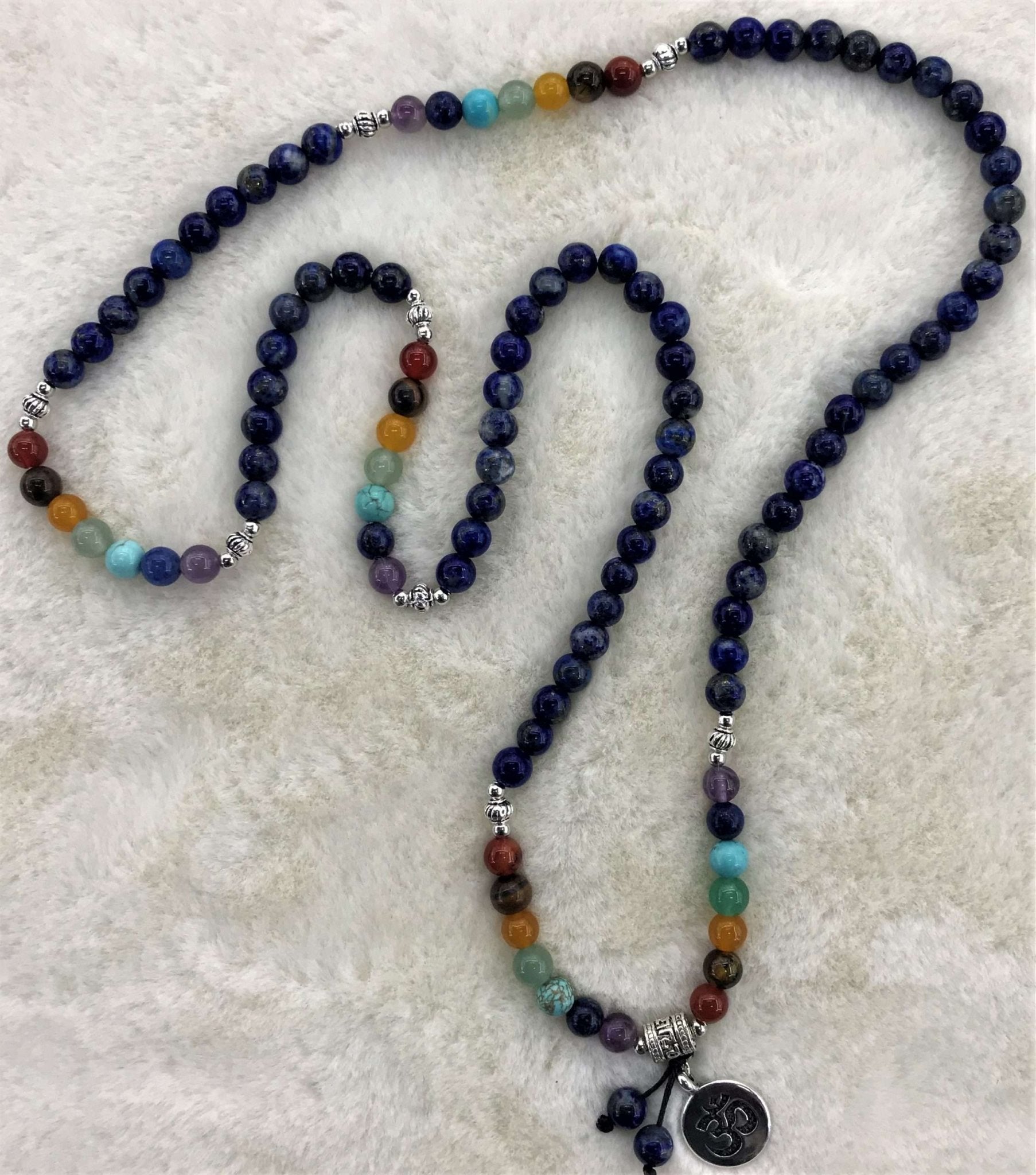 Lapis Lazuli Chakra Mala Necklace 108 Beads - MarshallsHealthShop