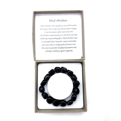 Large Beaded Bracelet Black Obsidian - MarshallsHealthShop