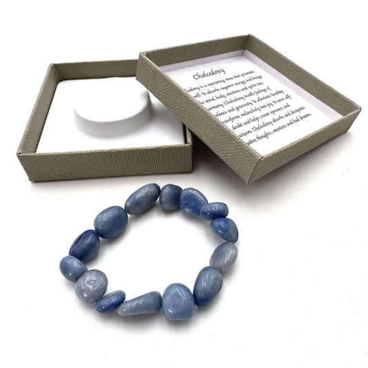 Large Beaded Bracelet Blue Chalcedony - MarshallsHealthShop