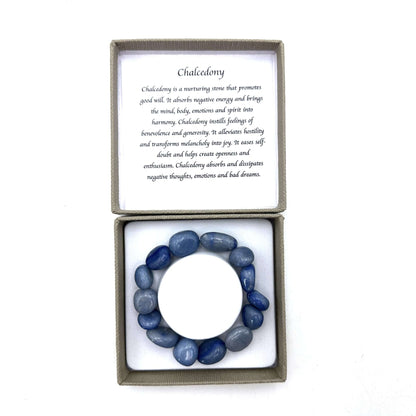 Large Beaded Bracelet Blue Chalcedony - MarshallsHealthShop