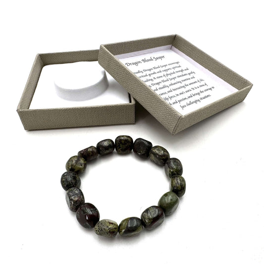 Large Beaded Bracelet Dragon Blood Jasper - MarshallsHealthShop