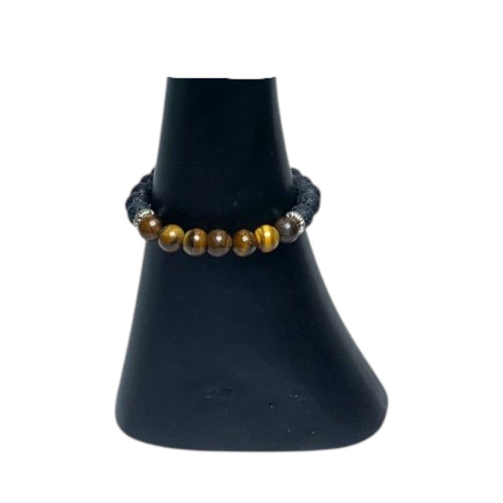 Lava Stone & Tigers Eye 8mm Bead Bracelet - MarshallsHealthShop