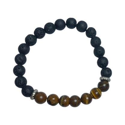 Lava Stone & Tigers Eye 8mm Bead Bracelet - MarshallsHealthShop
