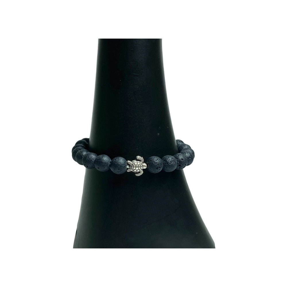 Lava Stone Turtle 8mm Bead Bracelet - MarshallsHealthShop