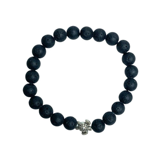 Lava Stone Turtle 8mm Bead Bracelet - MarshallsHealthShop