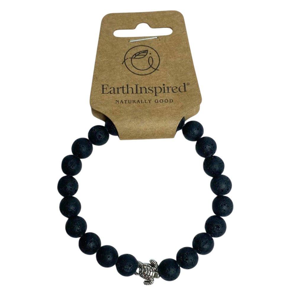 Lava Stone Turtle 8mm Bead Bracelet - MarshallsHealthShop
