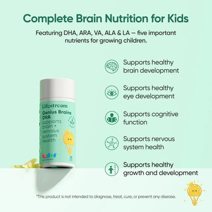 Lifestream Genius Brains DHA Kids 30 Chewable Softgels - 1st Stop Marshall's Health Shop, Gift Shop! - Heath and Natural Therapy New Brighton Christchurch - Naturopath