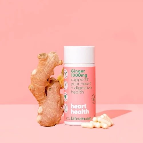 Lifestream Ginger 1000mg 60 VegeCaps Assists digestion and calms tummies, helping with healthy circulation.  Lifestream Ginger 1000mg provides a high potency ginger extract. Ginger is one of nature’s most valued herbs + is well known for helping to support the body’s digestive + circulatory systems.