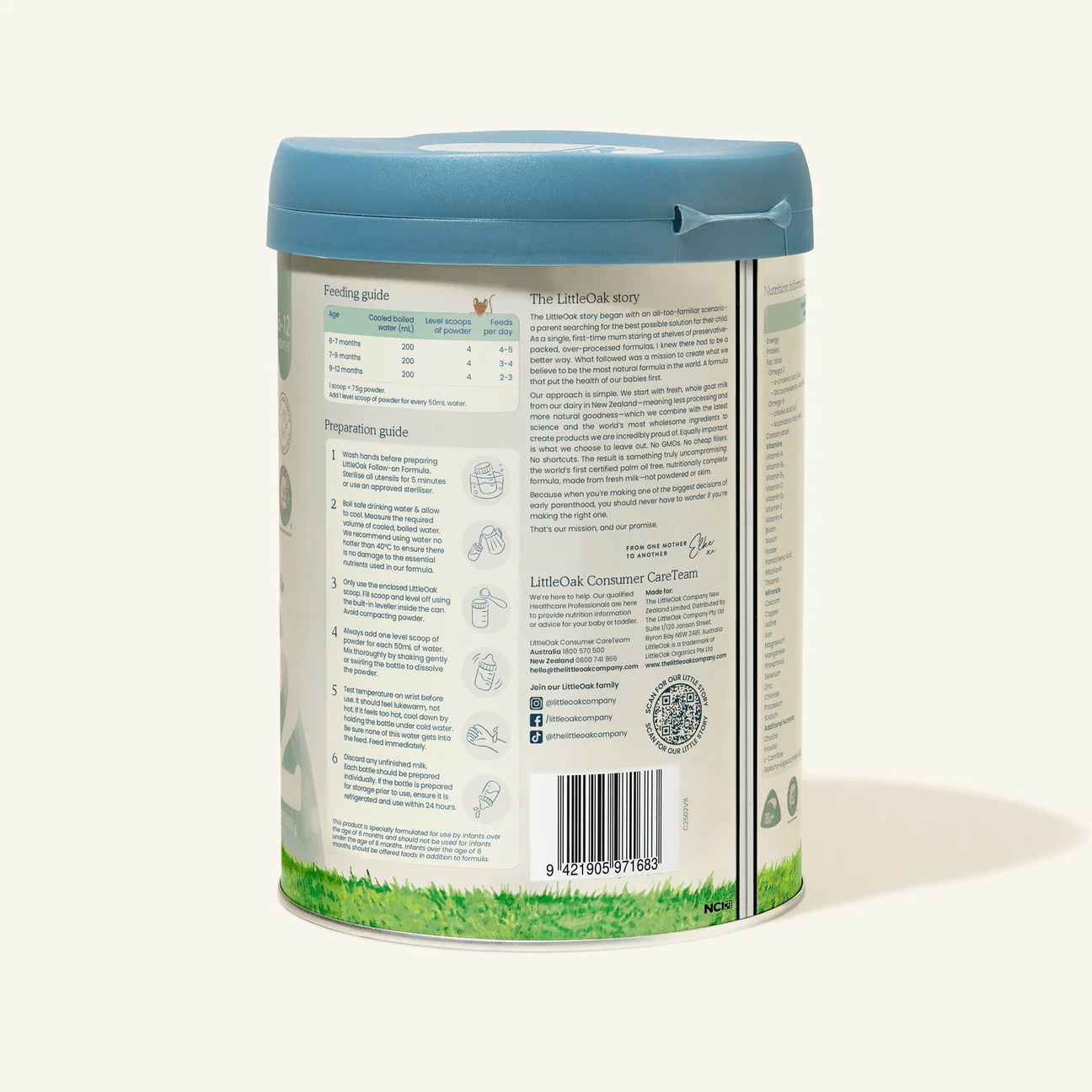Little Oak Natural Goat Milk Follow - on Formula with Olive Oil 800gm - 1st Stop Marshall's Health Shop, Gift Shop! - Heath and Natural Therapy New Brighton Christchurch - Naturopath