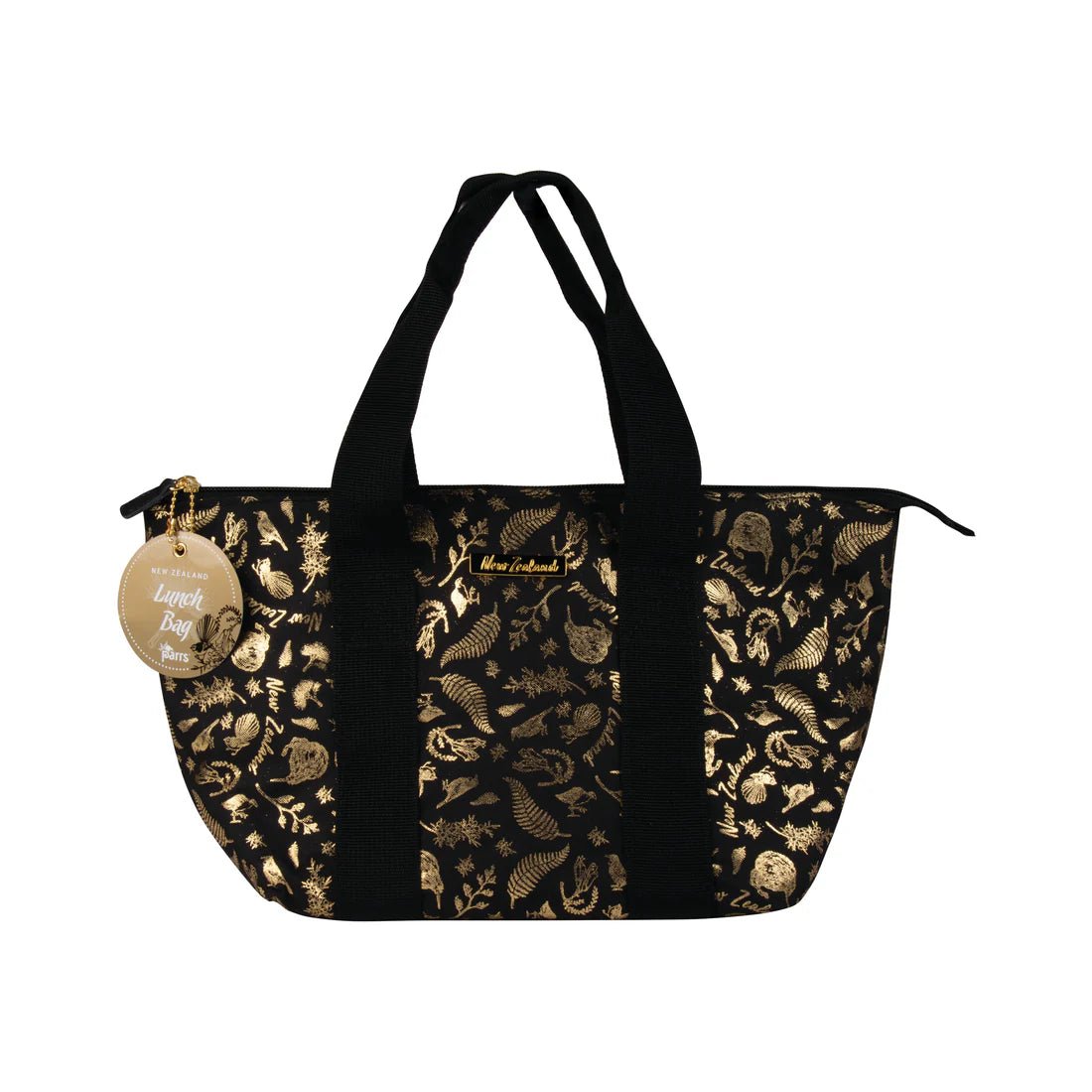 Lunch Bag Black and Gold Birds - MarshallsHealthShop