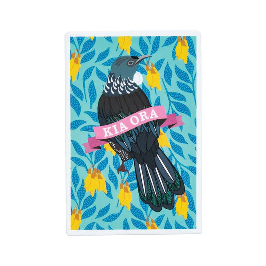 Magnet Metal Kia Ora Florals Tui - Blue - MarshallsHealthShop