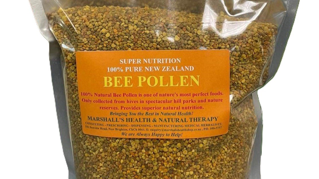 Marshall’s 100% Pure New Zealand Bee Pollen 100g 100% Pure New Zealand Bee Pollen is one of nature’s most perfect foods. Only collected from hives in spectacular hill parks and nature reserves. Provides superior natural nutrition and an excellent source of essential vitamins, minerals, and amino acids.