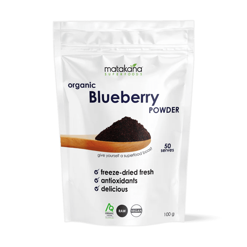 Matakana Organic Blueberry Powder 100g - 1st Stop Marshall's Health Shop, Gift Shop! - Heath and Natural Therapy New Brighton Christchurch - Naturopath