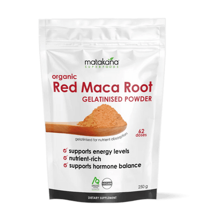 Matakana Organic Maca Root Red Gelatinised Powder 250g - 1st Stop Marshall's Health Shop, Gift Shop! - Heath and Natural Therapy New Brighton Christchurch - Naturopath