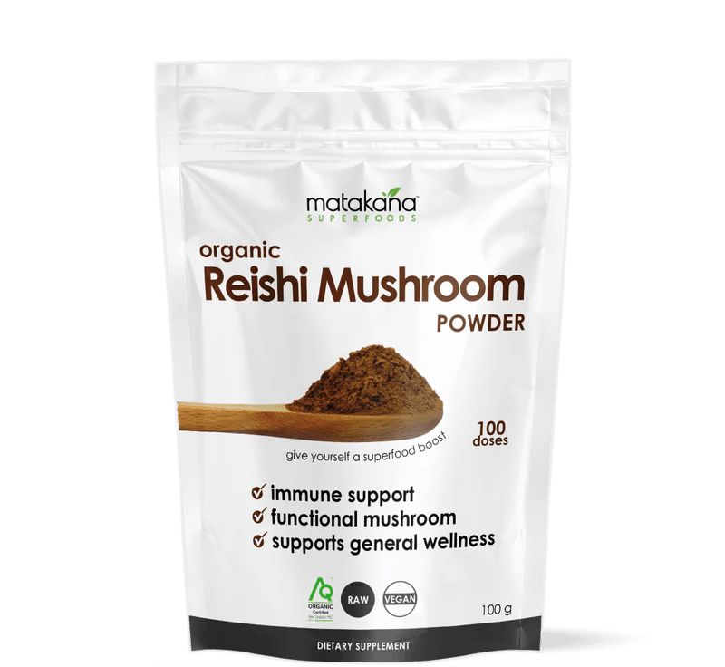 Matakana Organic Reishi Mushroom Powder 100g - 1st Stop Marshall's Health Shop, Gift Shop! - Heath and Natural Therapy New Brighton Christchurch - Naturopath