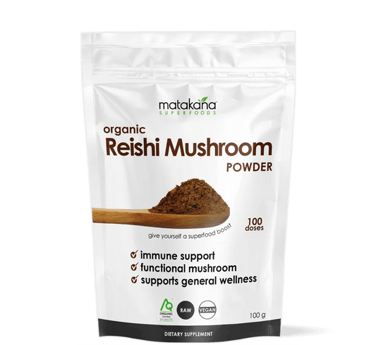 Matakana Organic Reishi Mushroom Powder 100g - 1st Stop Marshall's Health Shop, Gift Shop! - Heath and Natural Therapy New Brighton Christchurch - Naturopath