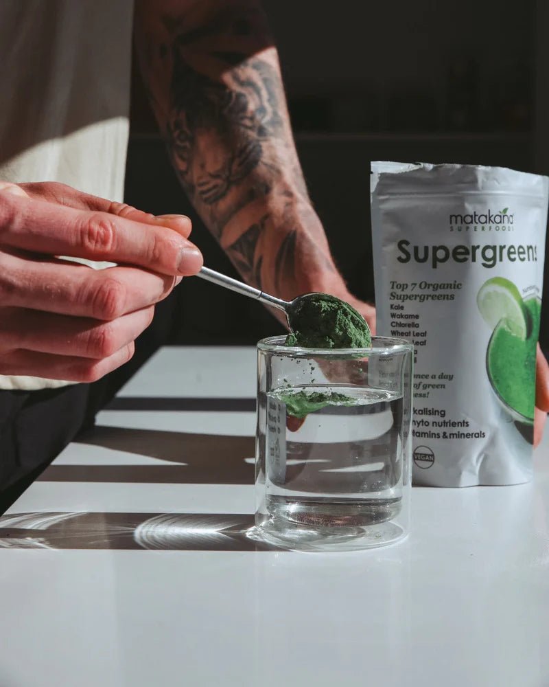Matakana Organic Supergreens Powder - 1st Stop Marshall's Health Shop, Gift Shop! - Heath and Natural Therapy New Brighton Christchurch - Naturopath