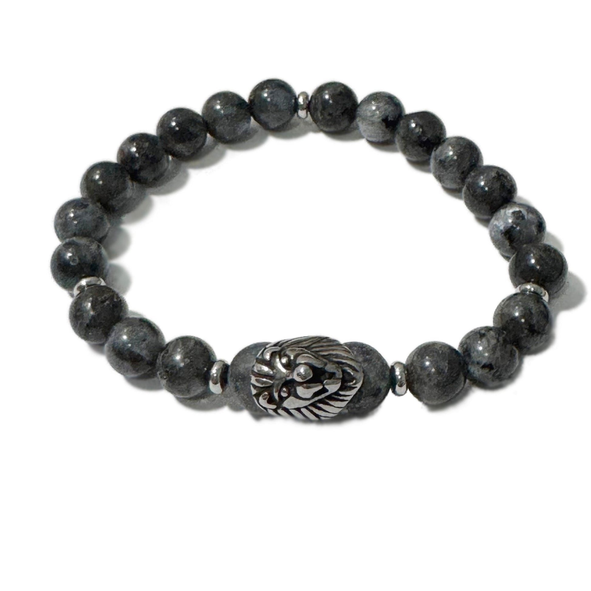 Men's Bracelet Dark Labradorite Lion Head Bead - 1st Stop Marshall's Health Shop, Gift Shop! - Heath and Natural Therapy New Brighton Christchurch - Naturopath