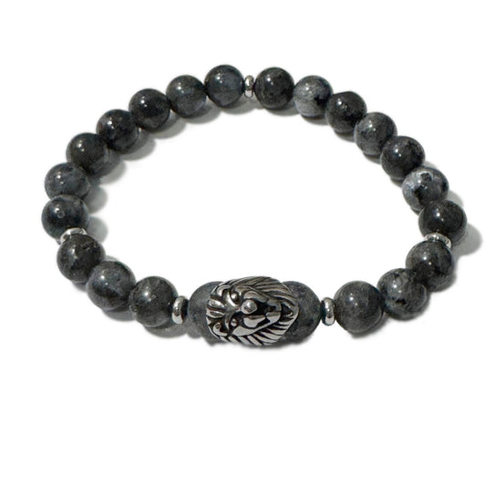 Men's Bracelet Dark Labradorite Lion Head Bead - 1st Stop Marshall's Health Shop, Gift Shop! - Heath and Natural Therapy New Brighton Christchurch - Naturopath
