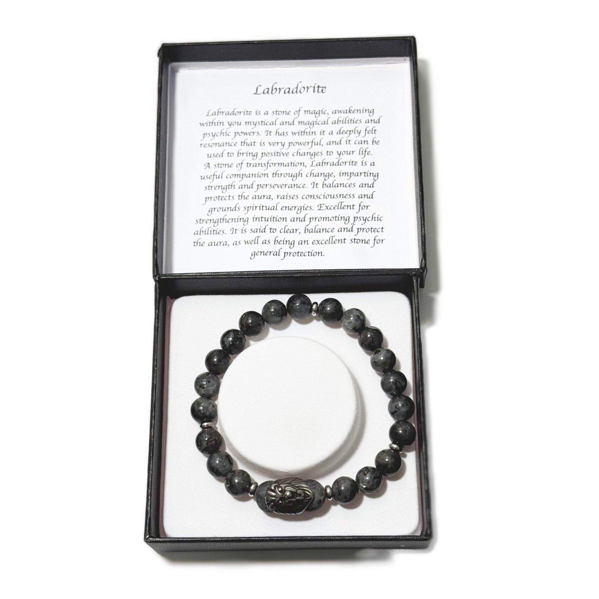 Men's Bracelet Dark Labradorite Lion Head Bead - 1st Stop Marshall's Health Shop, Gift Shop! - Heath and Natural Therapy New Brighton Christchurch - Naturopath