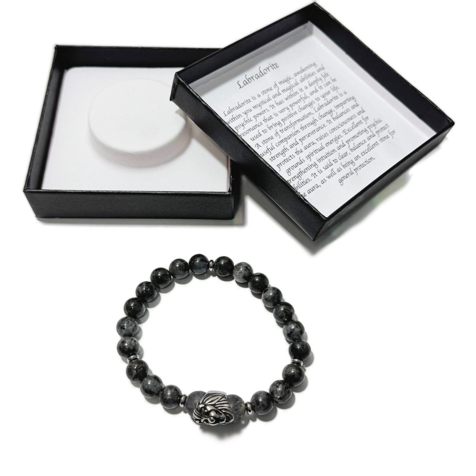 Men's Bracelet Dark Labradorite Lion Head Bead - 1st Stop Marshall's Health Shop, Gift Shop! - Heath and Natural Therapy New Brighton Christchurch - Naturopath