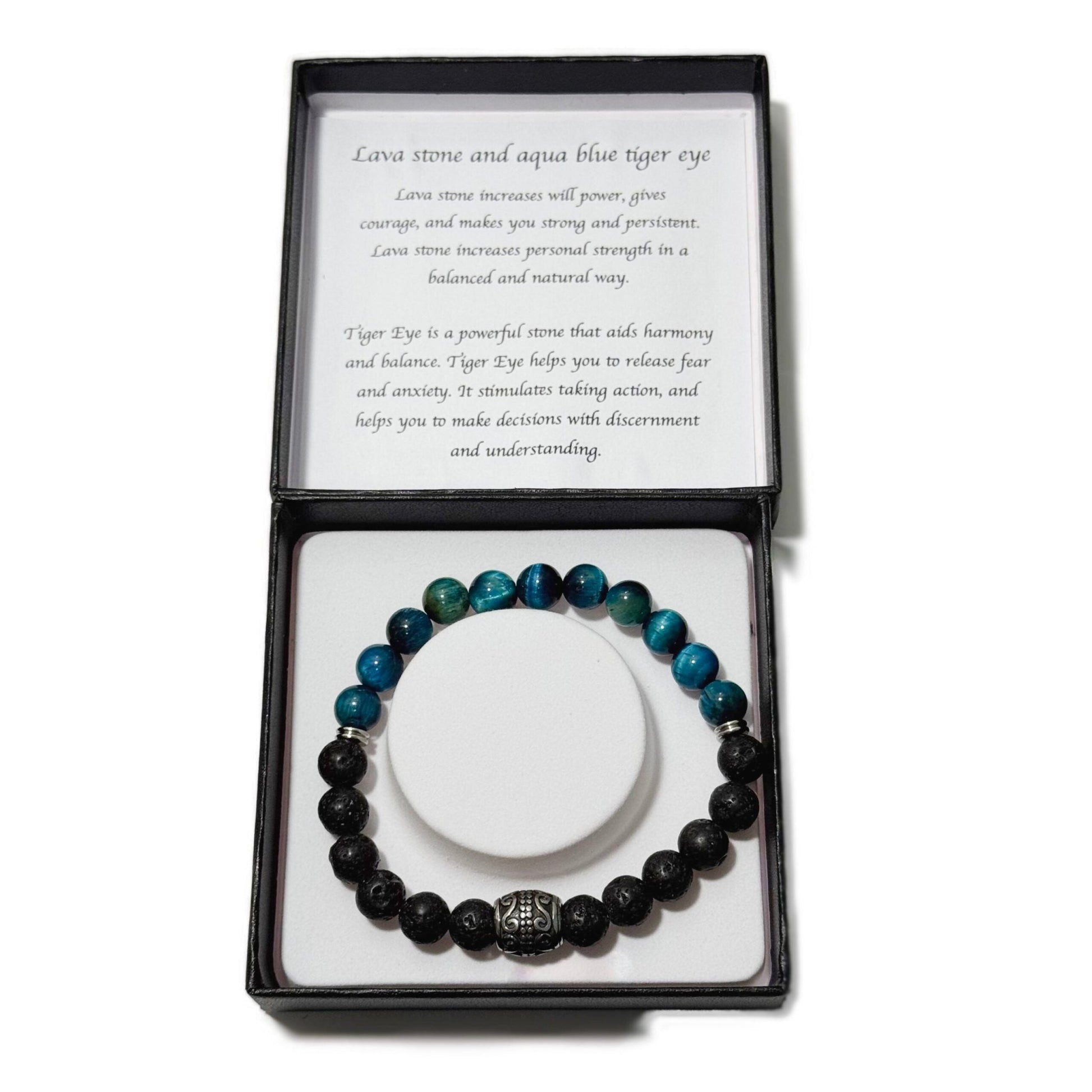 Men's Bracelet Lavastone Aqua Blue Tiger Eye - 1st Stop Marshall's Health Shop, Gift Shop! - Heath and Natural Therapy New Brighton Christchurch - Naturopath