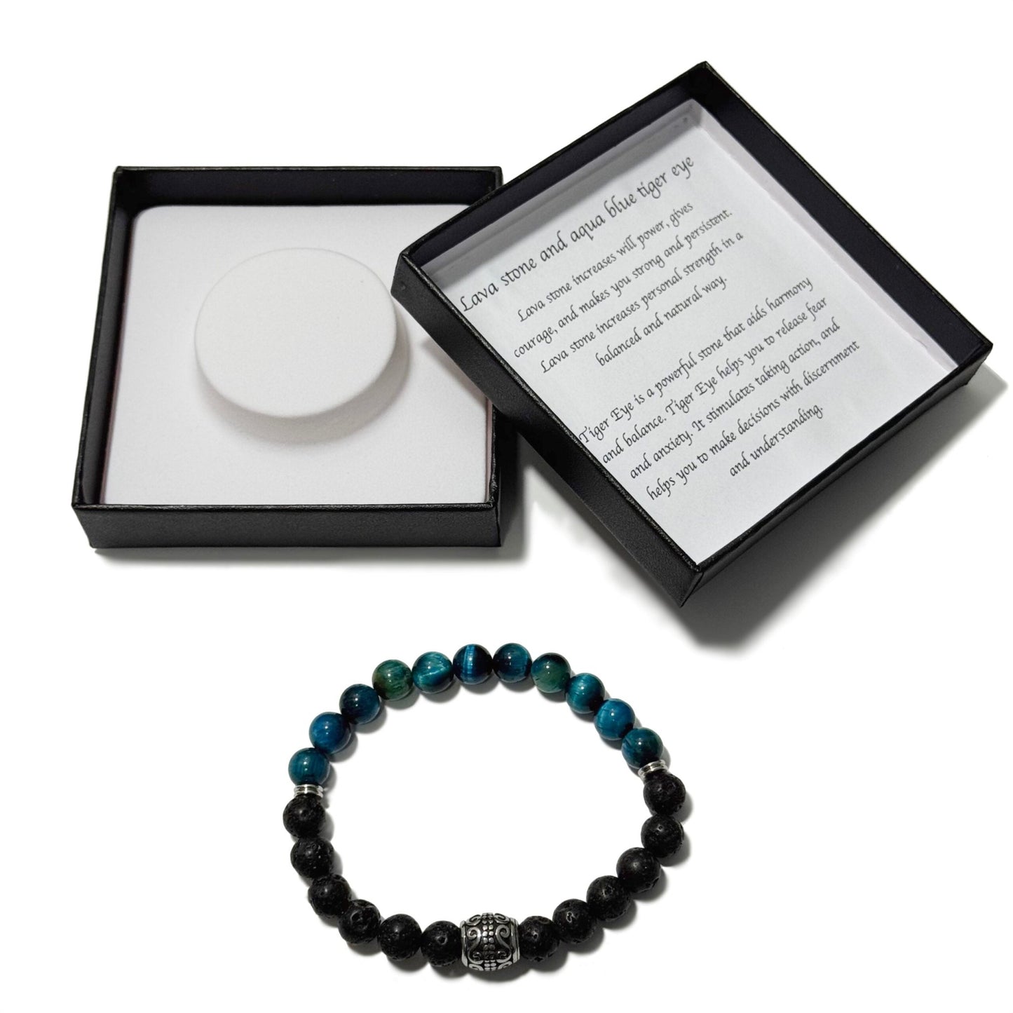Men's Bracelet Lavastone Aqua Blue Tiger Eye - 1st Stop Marshall's Health Shop, Gift Shop! - Heath and Natural Therapy New Brighton Christchurch - Naturopath