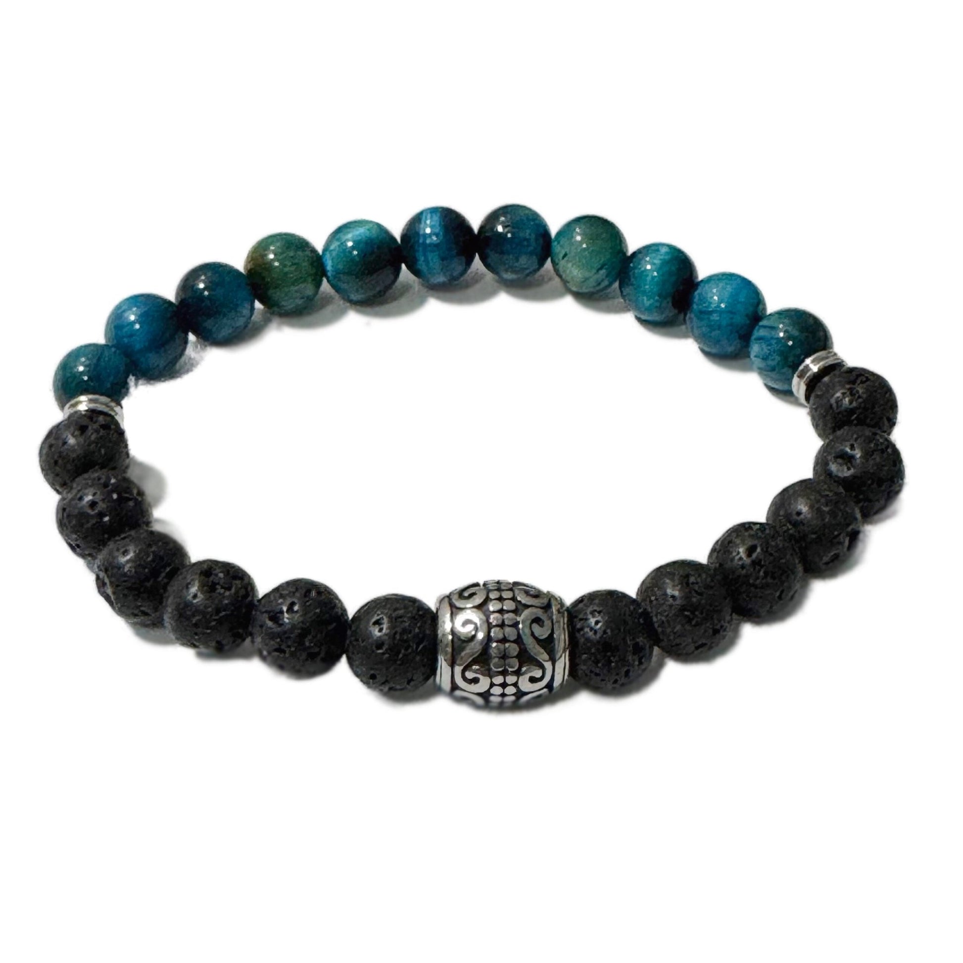 Men's Bracelet Lavastone Aqua Blue Tiger Eye - 1st Stop Marshall's Health Shop, Gift Shop! - Heath and Natural Therapy New Brighton Christchurch - Naturopath