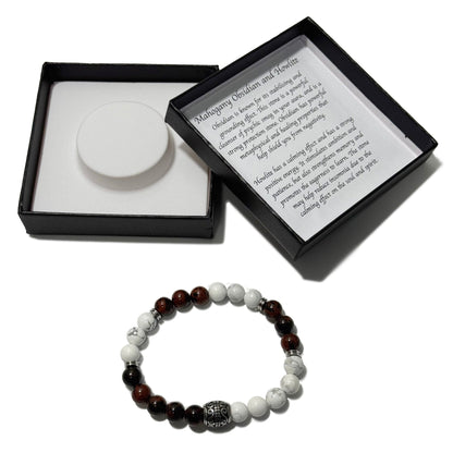 Men's Bracelet Mahogany Obsidian & American Howlite - 1st Stop Marshall's Health Shop, Gift Shop! - Heath and Natural Therapy New Brighton Christchurch - Naturopath