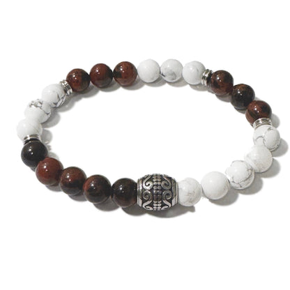 Men's Bracelet Mahogany Obsidian & American Howlite - 1st Stop Marshall's Health Shop, Gift Shop! - Heath and Natural Therapy New Brighton Christchurch - Naturopath