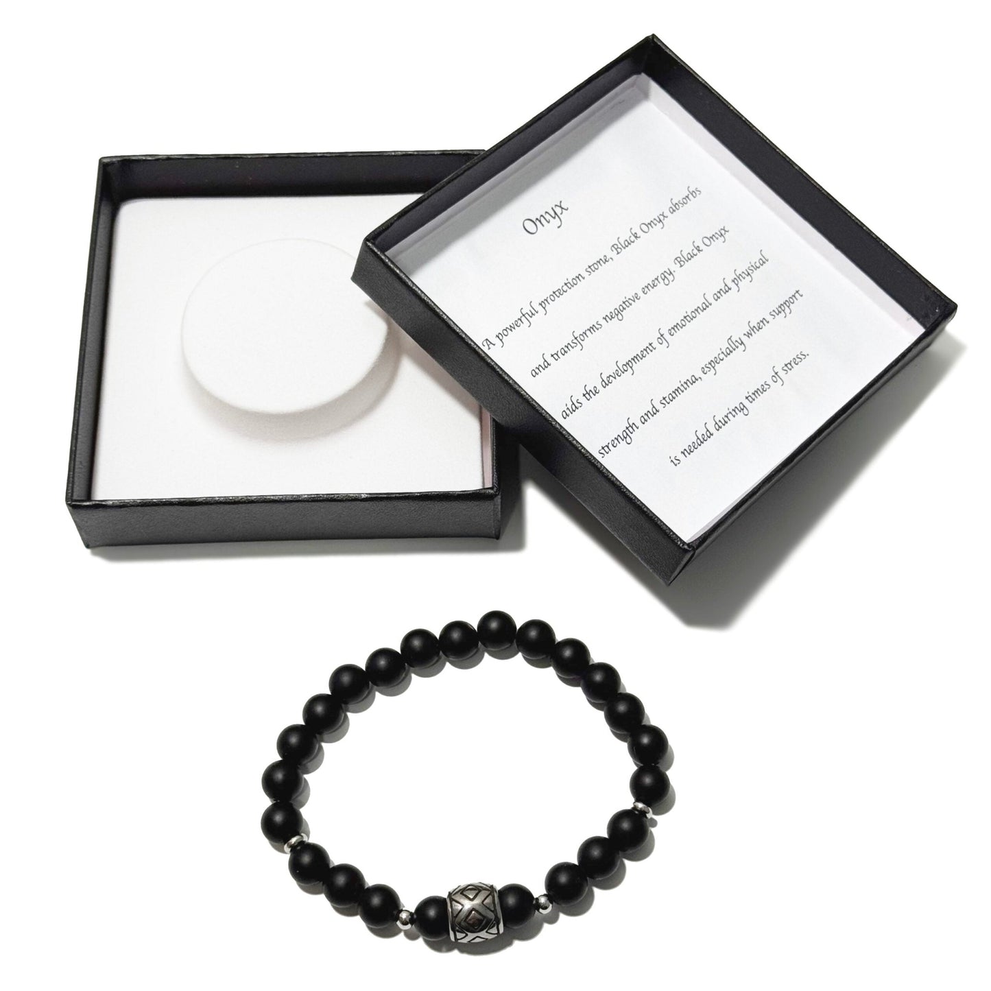 Men's Bracelet Matte Onyx Linked Squares Bead - 1st Stop Marshall's Health Shop, Gift Shop! - Heath and Natural Therapy New Brighton Christchurch - Naturopath