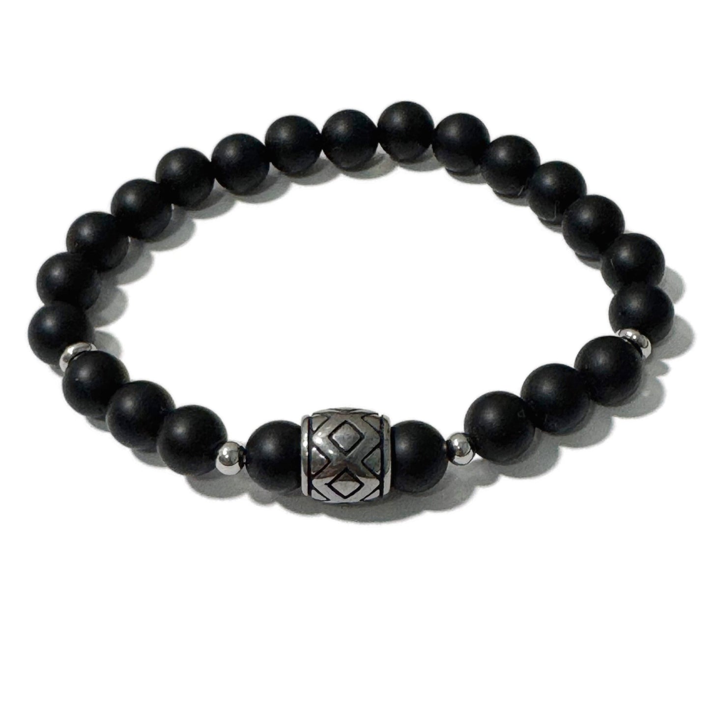 Men's Bracelet Matte Onyx Linked Squares Bead - 1st Stop Marshall's Health Shop, Gift Shop! - Heath and Natural Therapy New Brighton Christchurch - Naturopath