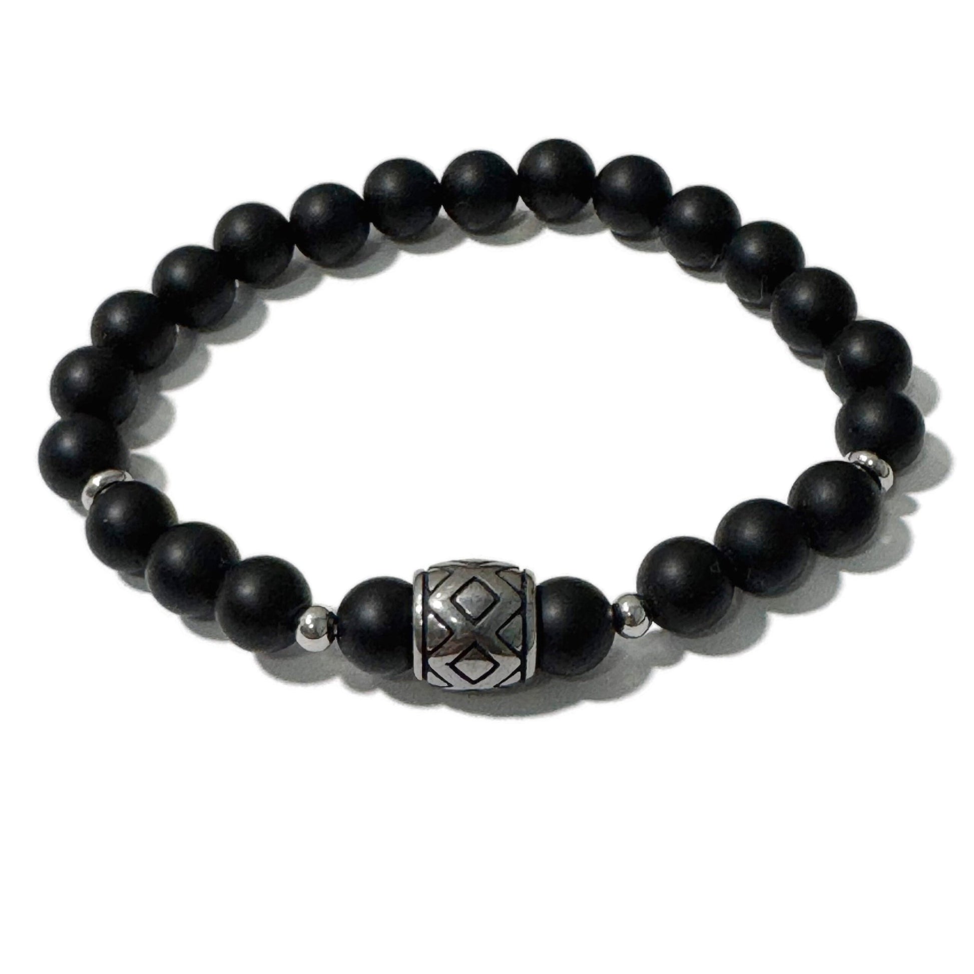 Men's Bracelet Matte Onyx Linked Squares Bead - 1st Stop Marshall's Health Shop, Gift Shop! - Heath and Natural Therapy New Brighton Christchurch - Naturopath