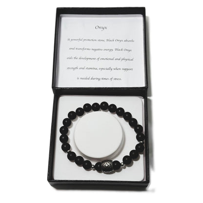 Men's Bracelet Matte Onyx Linked Squares Bead - 1st Stop Marshall's Health Shop, Gift Shop! - Heath and Natural Therapy New Brighton Christchurch - Naturopath
