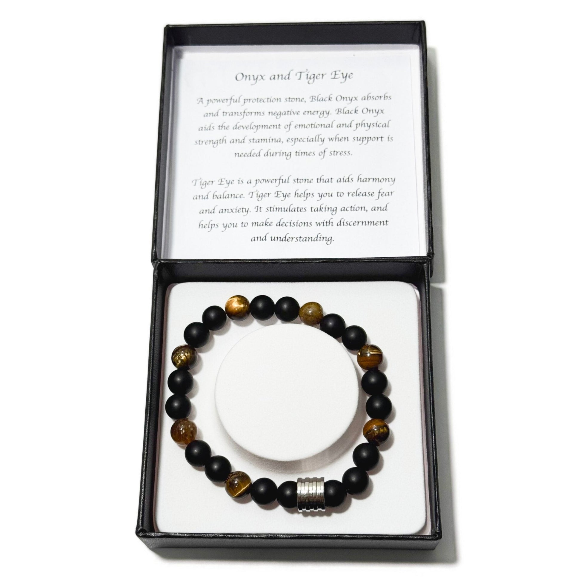 Men's Bracelet Matte Onyx Tiger Eye 4 Ring Bead - 1st Stop Marshall's Health Shop, Gift Shop! - Heath and Natural Therapy New Brighton Christchurch - Naturopath