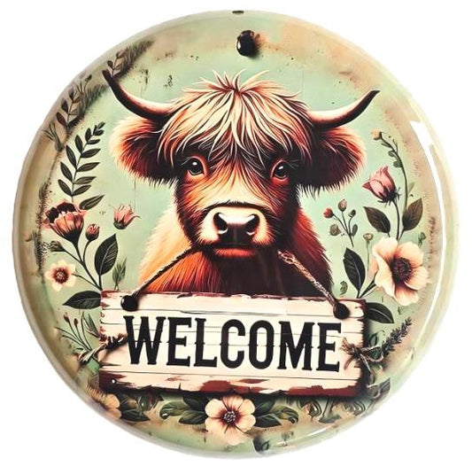Metal Wall Art Round Highland Cow - 1st Stop Marshall's Health Shop, Gift Shop! - Heath and Natural Therapy New Brighton Christchurch - Naturopath