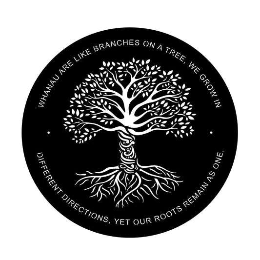 Metal Wall Art Round Tree Of Life

W:50 cm - The Tree of Life, a symbol of growth and connection, is beautifully complemented by the Maori proverb about Whanau, which translates to family. This saying reflects the Maori view of family as a living entity with diverse branches yet sharing common roots, much like the flax bush where the new leaf at its centre represents the child, and the larger leaves on the outside are the older relatives. 1st Stop, Marshall's Health Shop, Gift Shop!