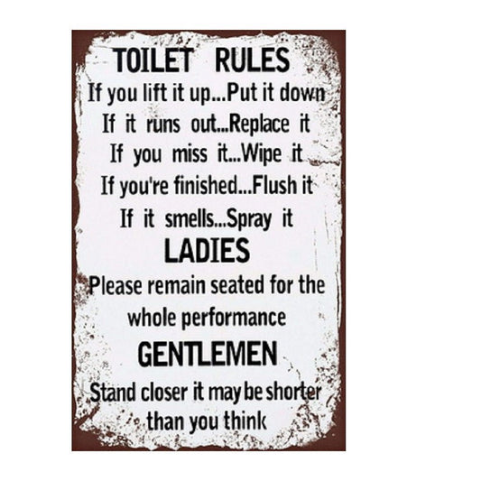 Metal Wall Art Toilet Rules - MarshallsHealthShop