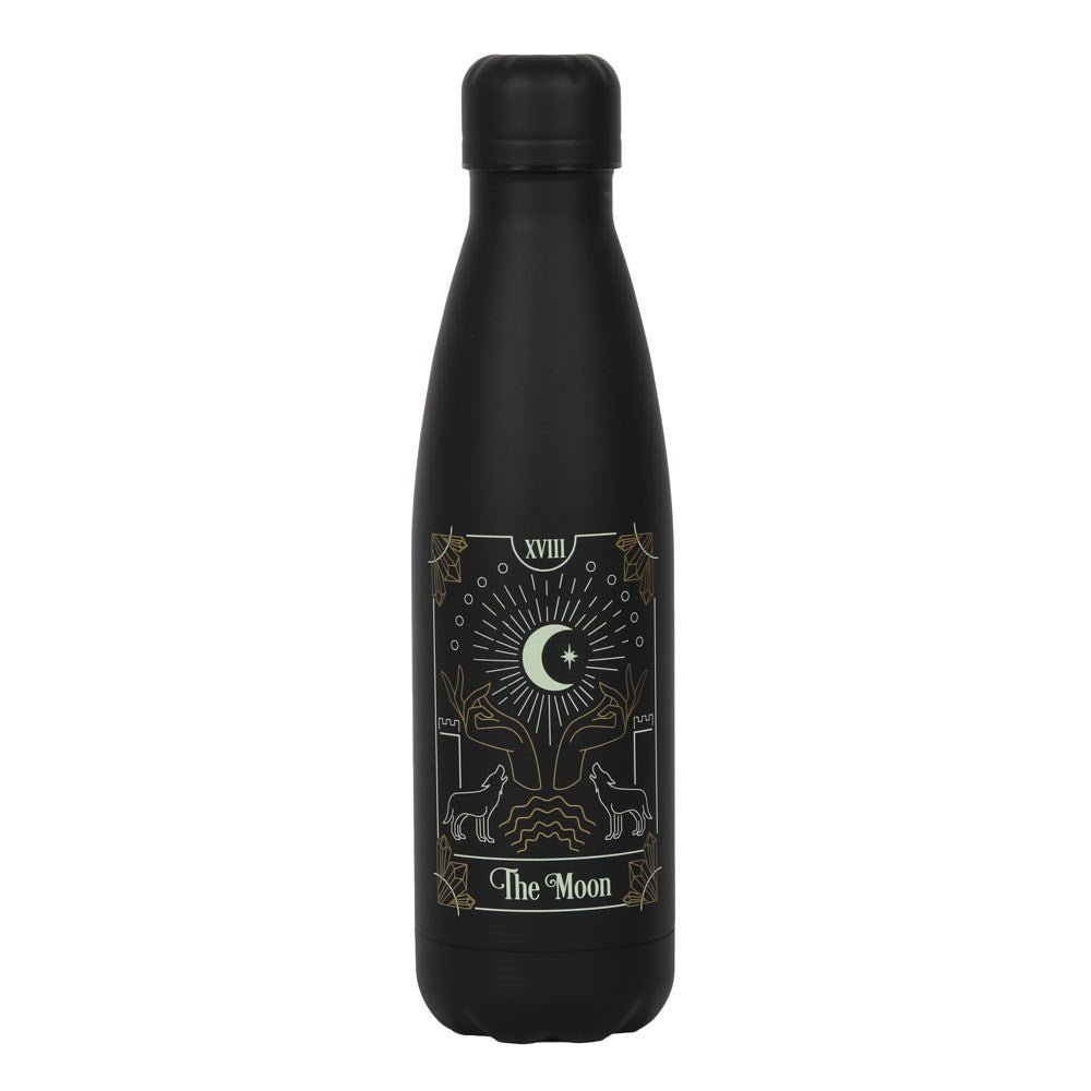 Moon Tarot Metal Water Bottle
H:26.5 x W:6 x D:6 cm - Even fortune tellers need to keep hydrated! This black metal alloy water bottle makes a great eco-friendly replacement for plastic and features a stunning moon tarot illustration inspired by traditional tarot card decks. Designed with a convenient screw-top lid to prevent accidental spills. 500ml capacity. Hand wash only.

1st Stop, Marshall's Health Shop, Gift Shop!
SKU: SDFT56922