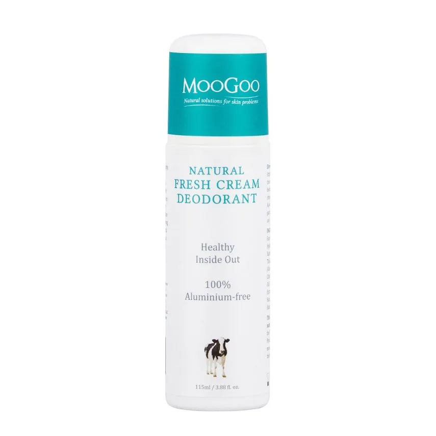 MooGoo Fresh Cream Deodorant Lemon Myrtle 115ml Most antiperspirants work by clogging pores with Aluminium salts. Aluminium in our armpits? No thanks. We feel that aluminium belongs in our roofs, not under our arms! Our formula works by allowing perspiration (which is odourless) and controlling odour causing bacteria. No bacteria, no smell.