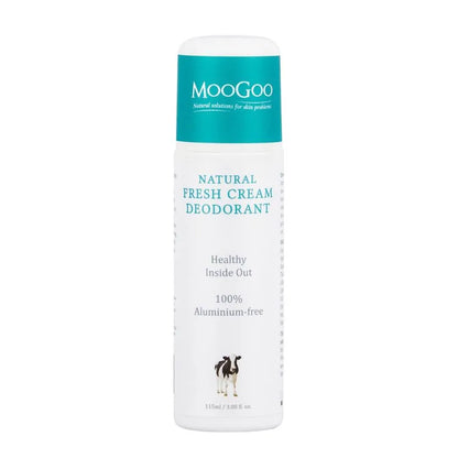 MooGoo Fresh Cream Deodorant Lemon Myrtle 115ml Most antiperspirants work by clogging pores with Aluminium salts. Aluminium in our armpits? No thanks. We feel that aluminium belongs in our roofs, not under our arms! Our formula works by allowing perspiration (which is odourless) and controlling odour causing bacteria. No bacteria, no smell.