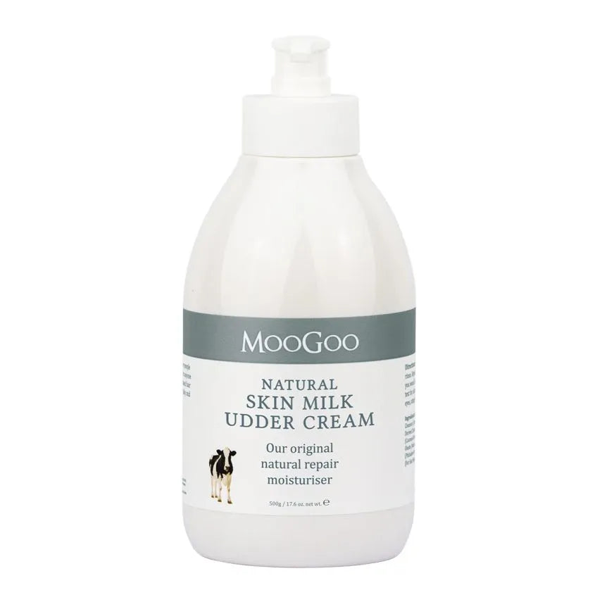 MooGoo Skin Milk Udder Cream 500g This is the original Udder Cream that started it all. You know the story, right? If not, check out how our founder came to make our very first cream here. As with all good things in life (including life itself), MooGoo started with a Mum …and some udder cream for cows.