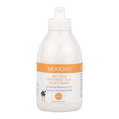 MooGoo Soothing MSM Moisturiser 500g 1st Stop, Marshall's Health Shop!  We made this cream with the sensitive types in mind. We know how frustrating it can be for those with fussy skin that react to just about anything and everything.