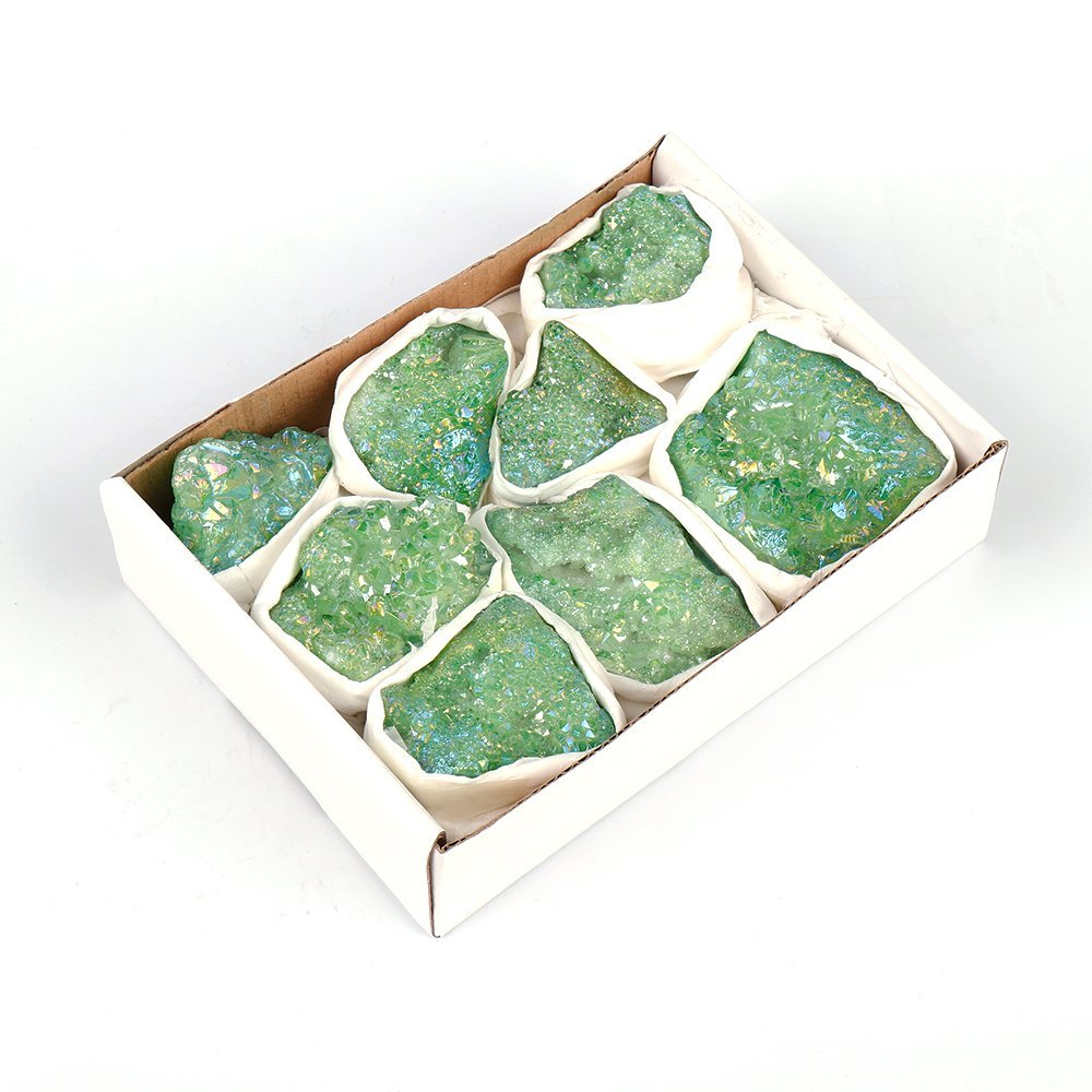 Mini Crystal Aura Geode Quartz - Green - MarshallsHealthShop