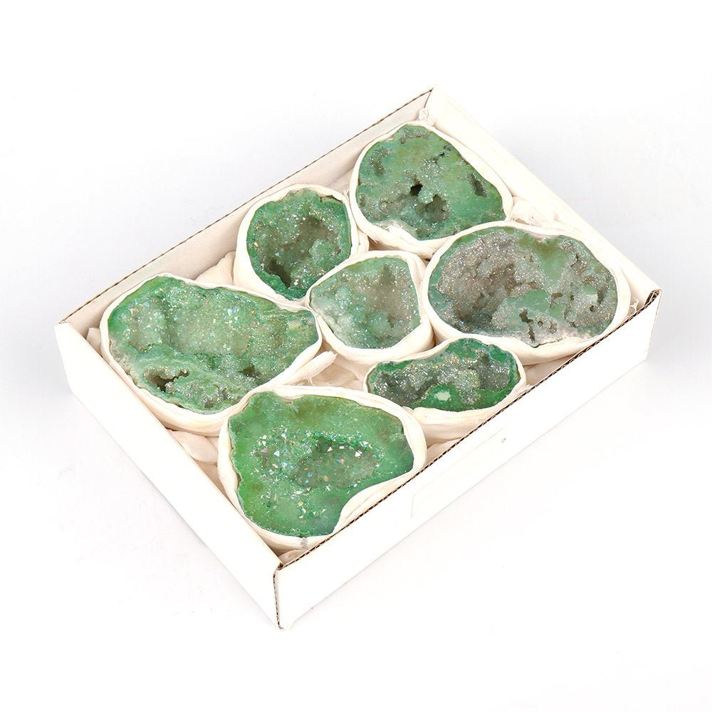 Mini Crystal Aura Half Geode - Quartz Green - MarshallsHealthShop